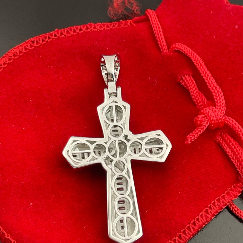 Solid 925 Silver Cross Praying Hands Pendant - image 2